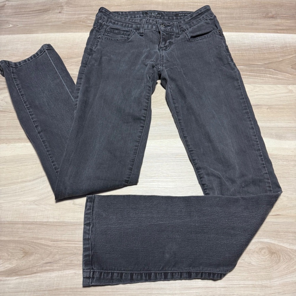 Guess Starlet Straight Jeans Womens 26 Black Faded‎ Denim Stretch W0137R03X0